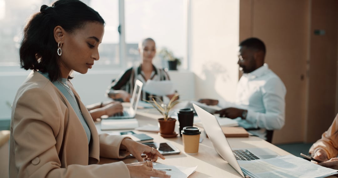 People working at table